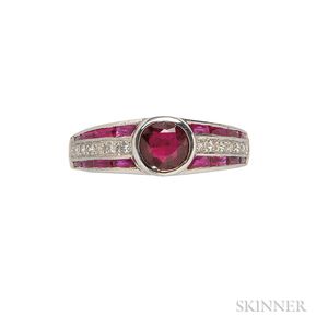 18kt White Gold, Ruby, and Diamond Ring