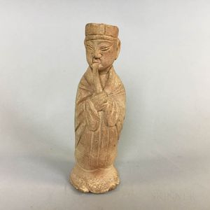 Pottery Figure of a Man Playing a Flute