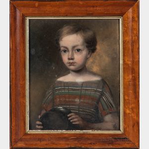 Anglo/American School, 19th Century Portrait of a Child in a Plaid Top