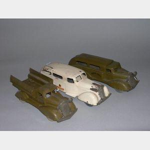 Three Wyandotte Painted Steel Army Vehicles