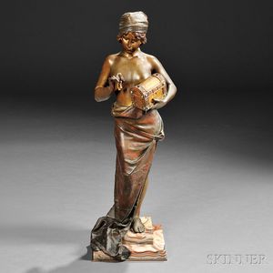 After Emmanuel Villanis (French, 1858-1914) Bronze Figure of Pandora