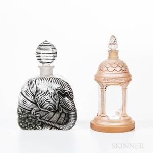 Two French Frosted Glass Perfumes