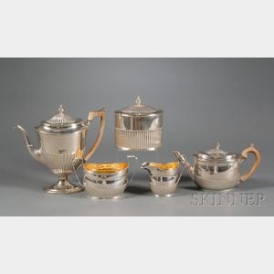 Assembled Five Piece George III Silver Tea and Coffee Service