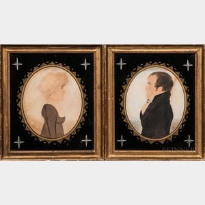 Edwin Plummer (Massachusetts, c. 1802-1880) Portraits of a Man and Woman