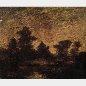 Attributed to Ralph Albert Blakelock (American, 1847-1919) Landscape at Dusk