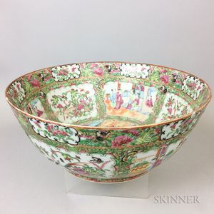 Famille Rose Porcelain Punch Bowl