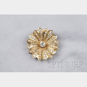 14kt Gold, Split Pearl, and Diamond Pendant/Brooch