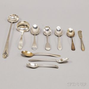 Ten Pieces of Assorted Mostly American Sterling Silver Flatware