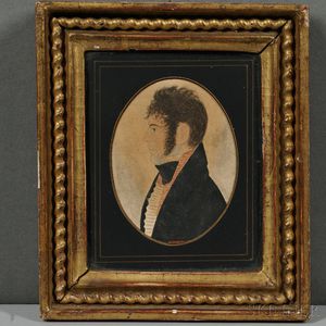 Rufus Porter (Connecticut/Massachusetts, 1792-1884) Profile Portrait of a Sylvester Norton, of Suffield, Connecticut