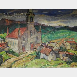 Nellie Augusta Knopf (American, 1875-1962) Church at St. Simon, Quebec