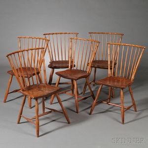 Set of Six Bamboo-turned Side Chairs