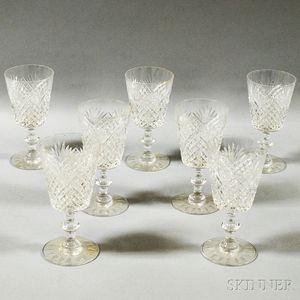 Set of Seven Hawkes Crystal Wines
