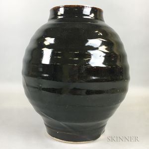 Black-glazed Stoneware Jar