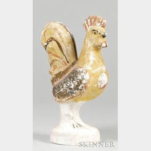 Polychrome Painted Chalkware Rooster Figure
