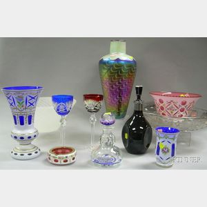 Eleven Assorted Colored Art Glass Items