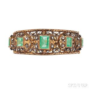 18kt Gold, Emerald, and Diamond Bracelet