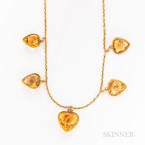 Gold and Citrine Heart Necklace