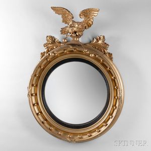 Gilt-gesso and Wood Convex Mirror