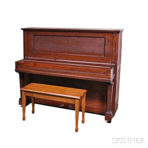 Steinway Mahogany Upright Vertegrand Piano and Bench