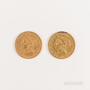Two 1878 $2.50 Liberty Head Gold Quarter Eagle