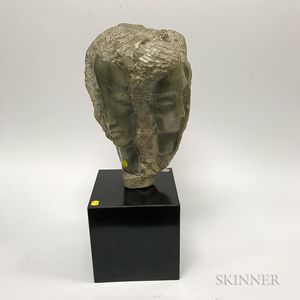Carved Stone Figural Sculpture with Four Faces