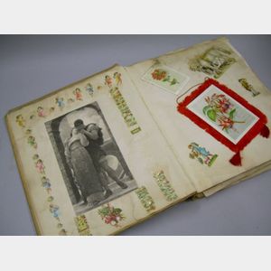 Victorian Embossed Album of Chromolithograph Trade Cards, Die-cuts, Scraps, Greeting Cards, Etc.