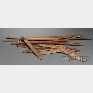 Nine Australian Aborigine Carved Wood Items