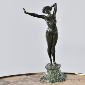 Continental Bronze Figure of a Nude Maiden