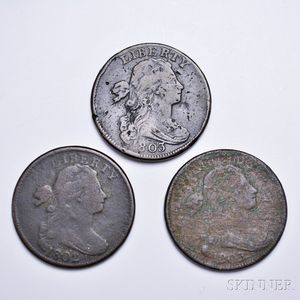 Three Draped Bust Large Cents