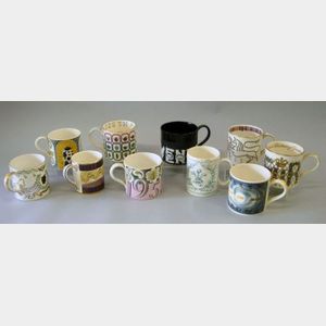 Ten Wedgwood Commemorative Mugs.