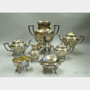 Seven-piece Meriden Victorian Silver Plated Tea and Coffee Set