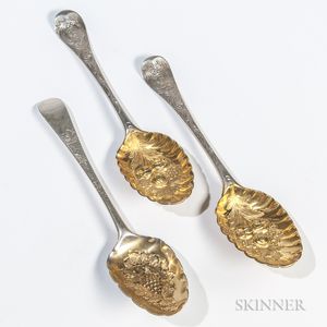 Three Early Georgian Sterling Silver Fruit Spoons