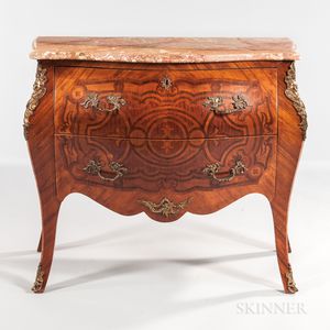 Louis XV-style Ormolu-mounted Satinwood and Mahogany Parquetry Commode