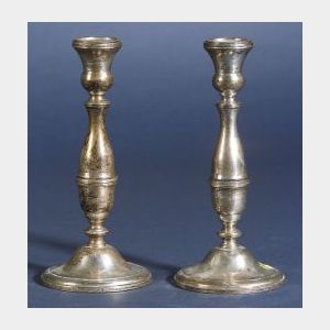 Pair of Westmoreland Sterling Weighted Convertible Candlesticks