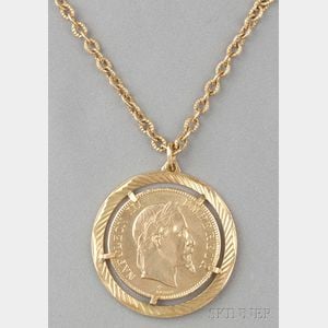 1866 Napoleon III 100 Francs Gold Coin-mounted Pendant