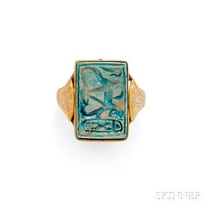 Two Gold and Faience Rings