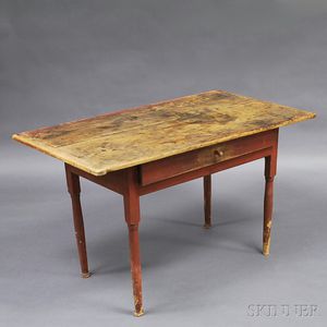 Country Red-painted One-drawer Tavern Table