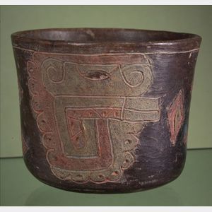 Pre-Columbian Polychrome Painted Pottery Bowl