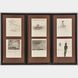 Six Framed Pages from the "Private Scrap Book" of Lucius M. Mason, U.S. Navy