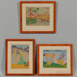 Three Framed Francis Revesz Ferryman (American, 1893-1947) Color Pochoirs