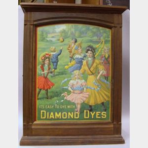 Its Easy to Dye with Diamond Dyes Lithographed Pressed Metal and Wooden Retail Display Cabinet.