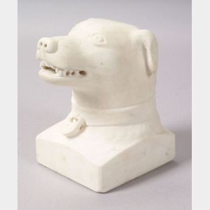 Marble Sculpture of a Dog's Head