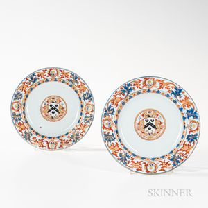 Pair of Export Porcelain Armorial Platters