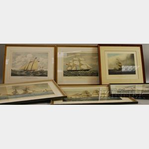 Twenty Assorted Framed Mostly Reproduction 19th Century Marine Prints