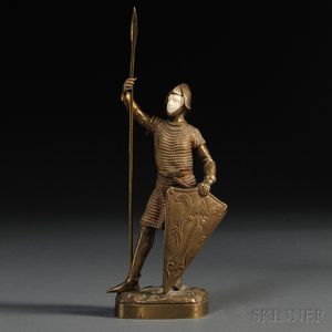 Continental School, Early 20th Century Bronze and Ivory Figure of a Knight