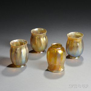 Four Tiffany Art Glass Shades