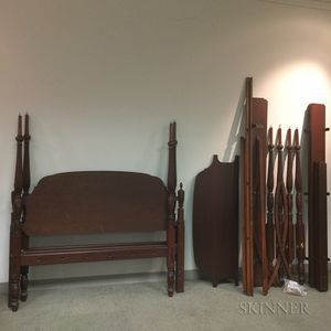 Two Reproduction Carved Mahogany Four-post Beds and a Trundle Bed
