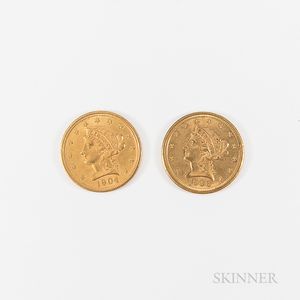 1904 and 1906 $2.50 Liberty Head Gold Quarter Eagle