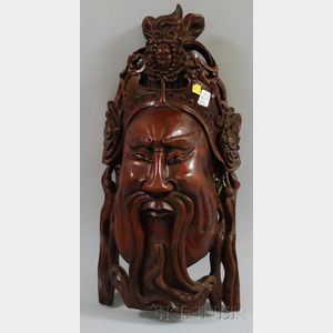 Asian Carved Rosewood Mask