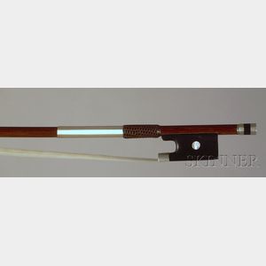 French Nickel Mounted Viola Bow, Pajeot School, c. 1840